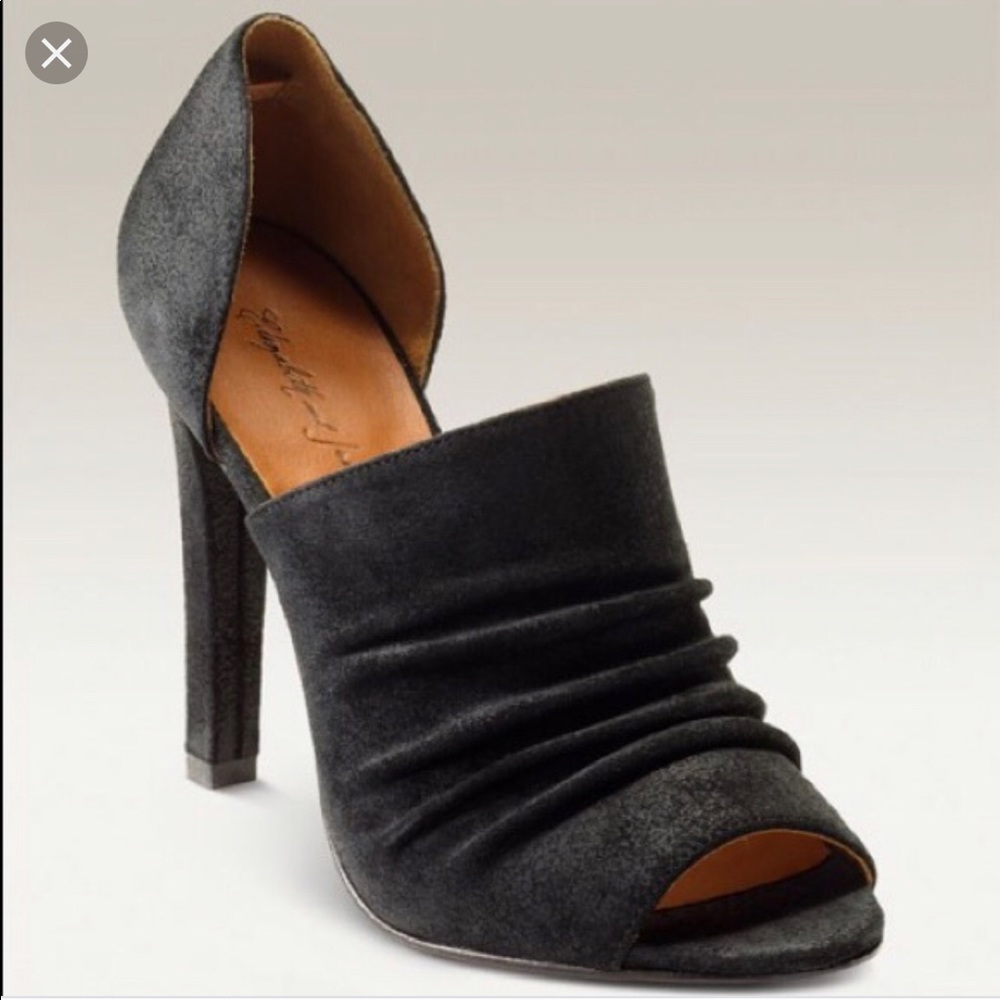 Suede peep toe heels